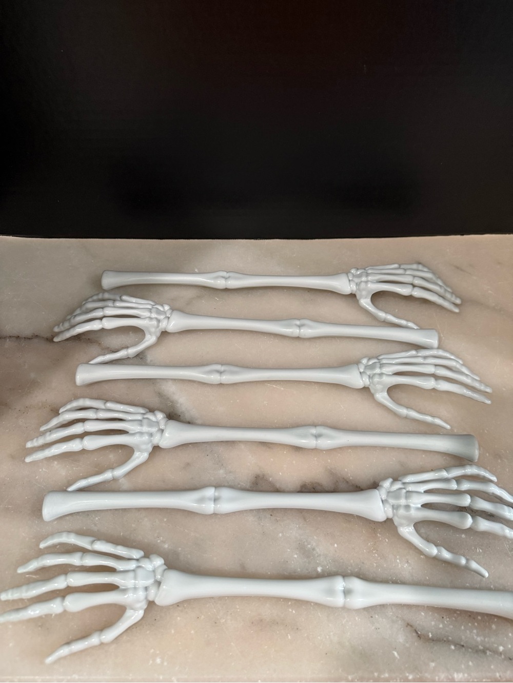 Gray Plastic Halloween Skeleton Hands Arms Bones Salad Tossers Servers Goth - Picture 2 of 4